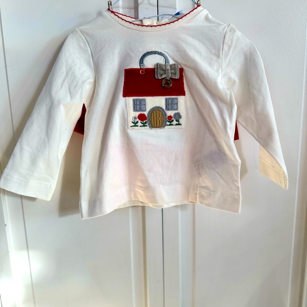 2pc Mayoral Red Velvet shorts w/ white long sleeve shirt w/ velvet details NWT